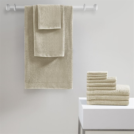 510 Design Taupe 100 Percent Cotton Bath Towel Set, 12 Piece 5DS73-0217